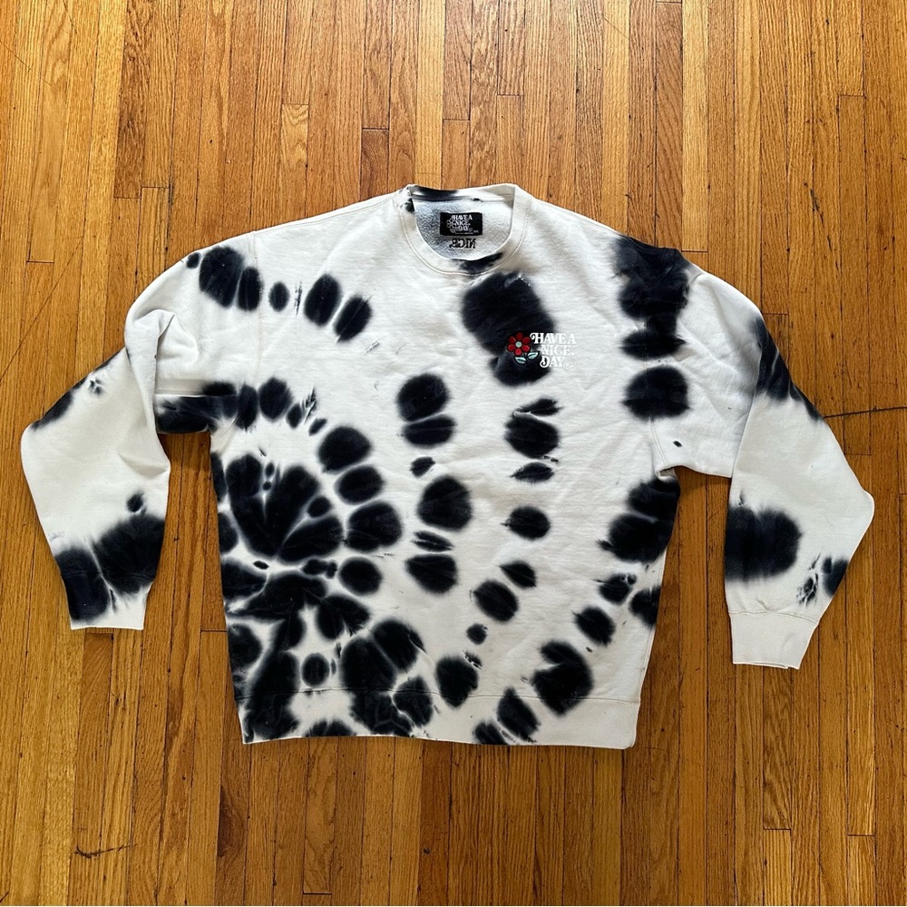Nice Kicks “Have A Nice Day” White/Black Tie Dye Crewneck Sweatshirt, 2XL